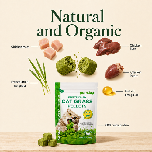 Freeze-dried cat supplements for hairball relief
